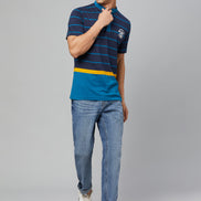 Navy Blue Mandarin Collar T-shirt