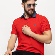 Red Polo Neck T-Shirt