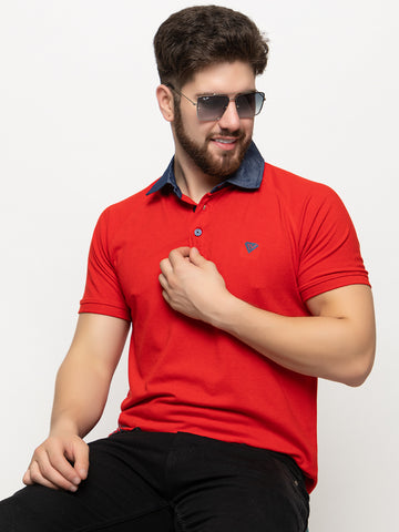 Red Polo Neck T-Shirt