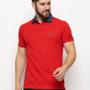Red Polo Neck T-Shirt