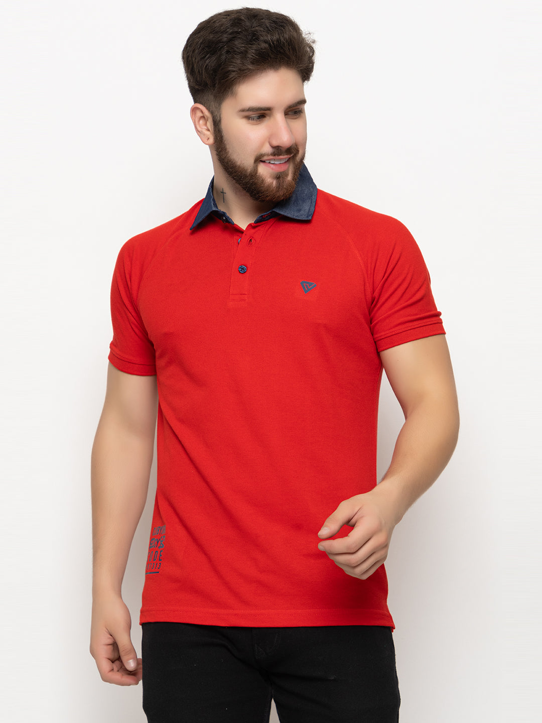 Red Polo Neck T-Shirt