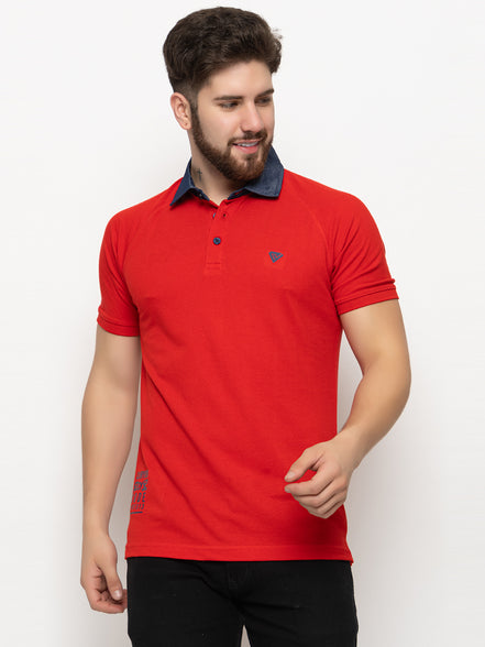 Red Polo Neck T-Shirt