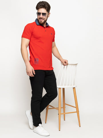 Red Polo Neck T-Shirt