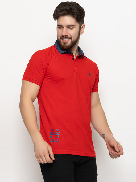 Red Polo Neck T-Shirt