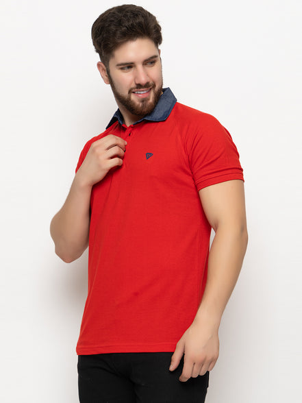 Red Polo Neck T-Shirt