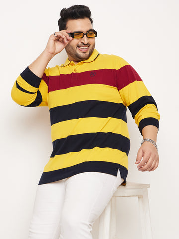 Mustard Striped Plus Size T-Shirt