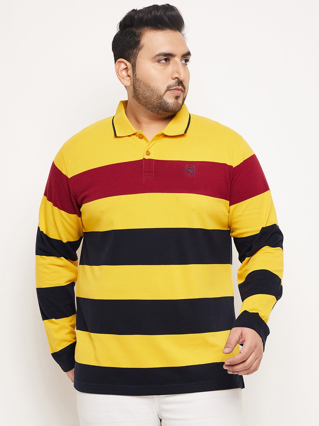 Mustard Striped Plus Size T-Shirt