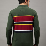 Bottle Green Striped T-Shirt