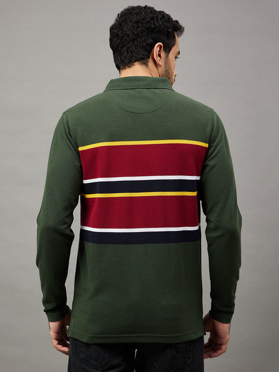 Bottle Green Striped T-Shirt