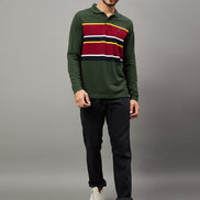 Bottle Green Striped T-Shirt