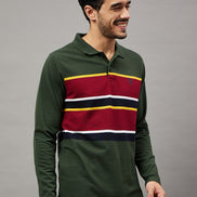 Bottle Green Striped T-Shirt