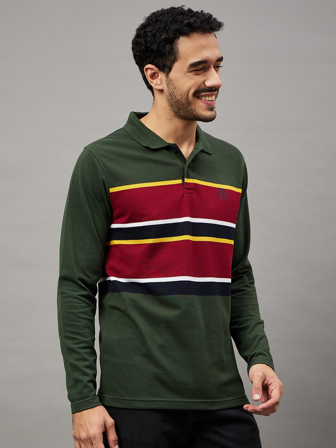 Bottle Green Striped T-Shirt