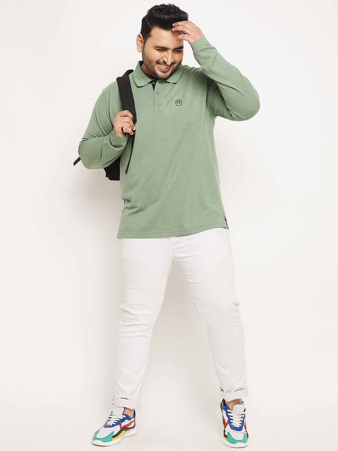 Green Solid Plus Size T-Shirt