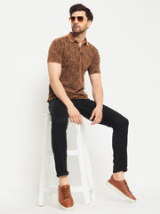 Brown Polo Neck T-Shirt