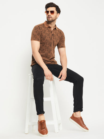 Brown Polo Neck T-Shirt
