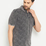 Grey Polo Neck T-Shirt