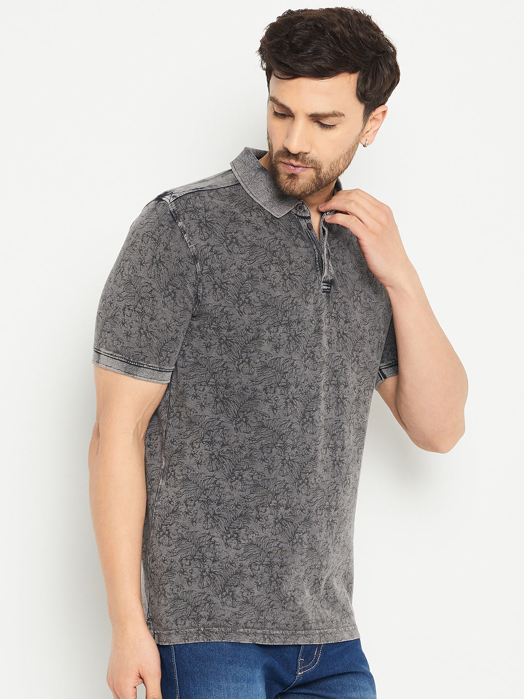 Grey Polo Neck T-Shirt