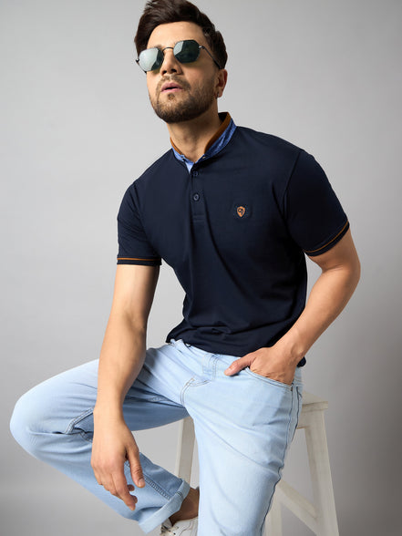 Navy Blue Solid T-Shirt