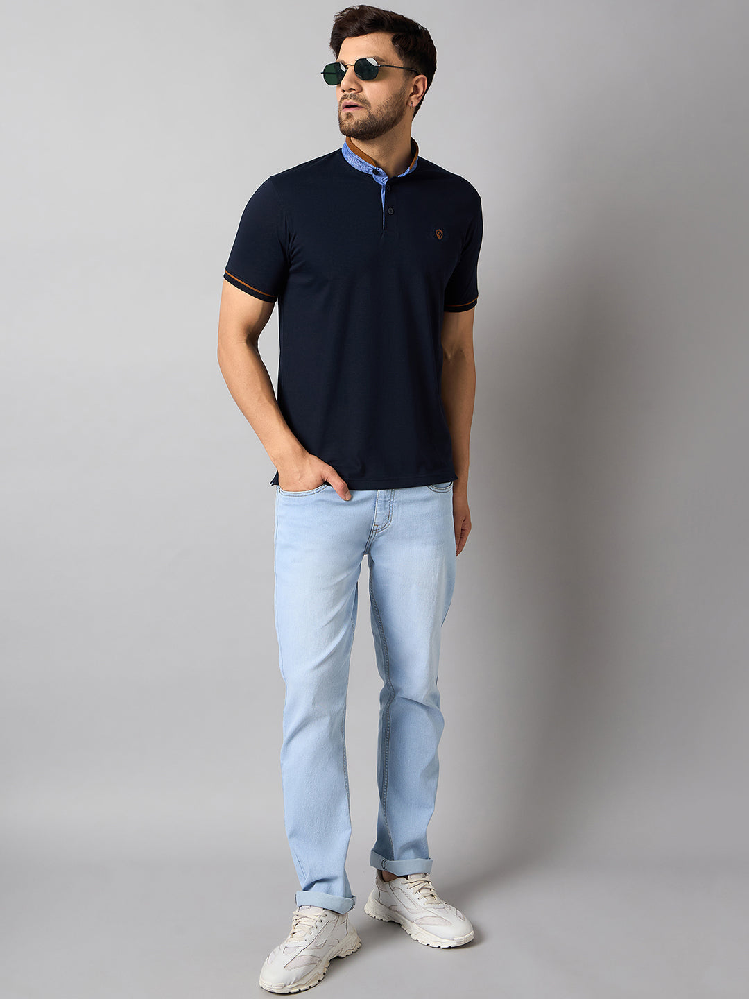 Navy Blue Solid T-Shirt