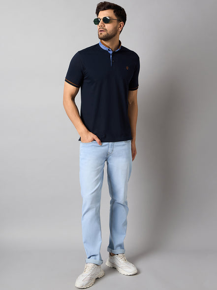 Navy Blue Solid T-Shirt