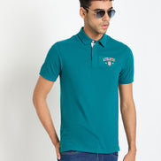 Teal Chest Print T-Shirt