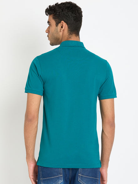 Teal Chest Print T-Shirt