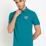 Teal Chest Print T-Shirt