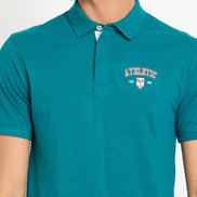 Teal Chest Print T-Shirt