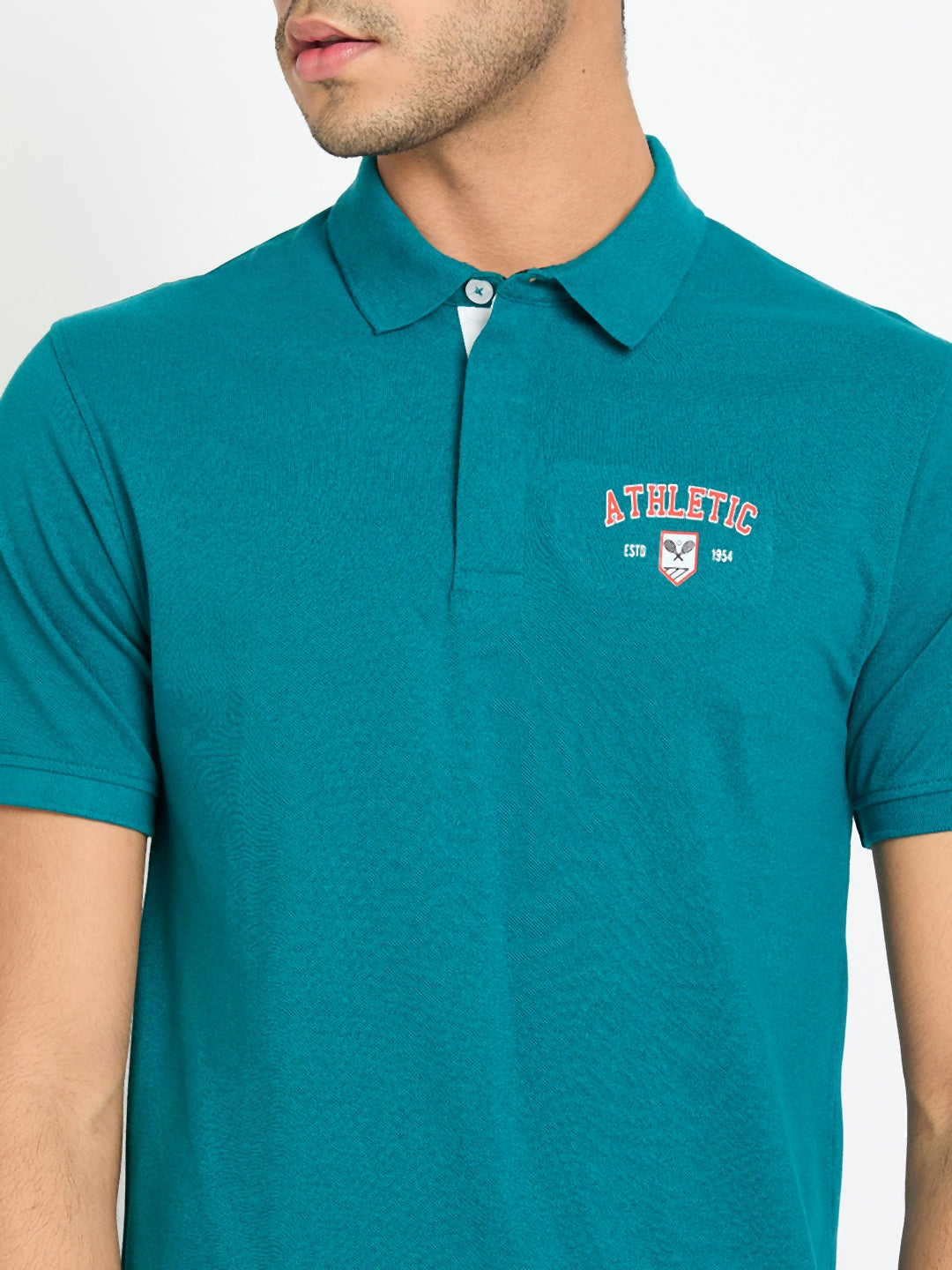 Teal Chest Print T-Shirt