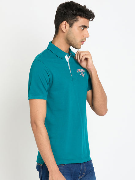 Teal Chest Print T-Shirt