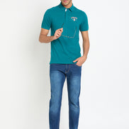 Teal Chest Print T-Shirt