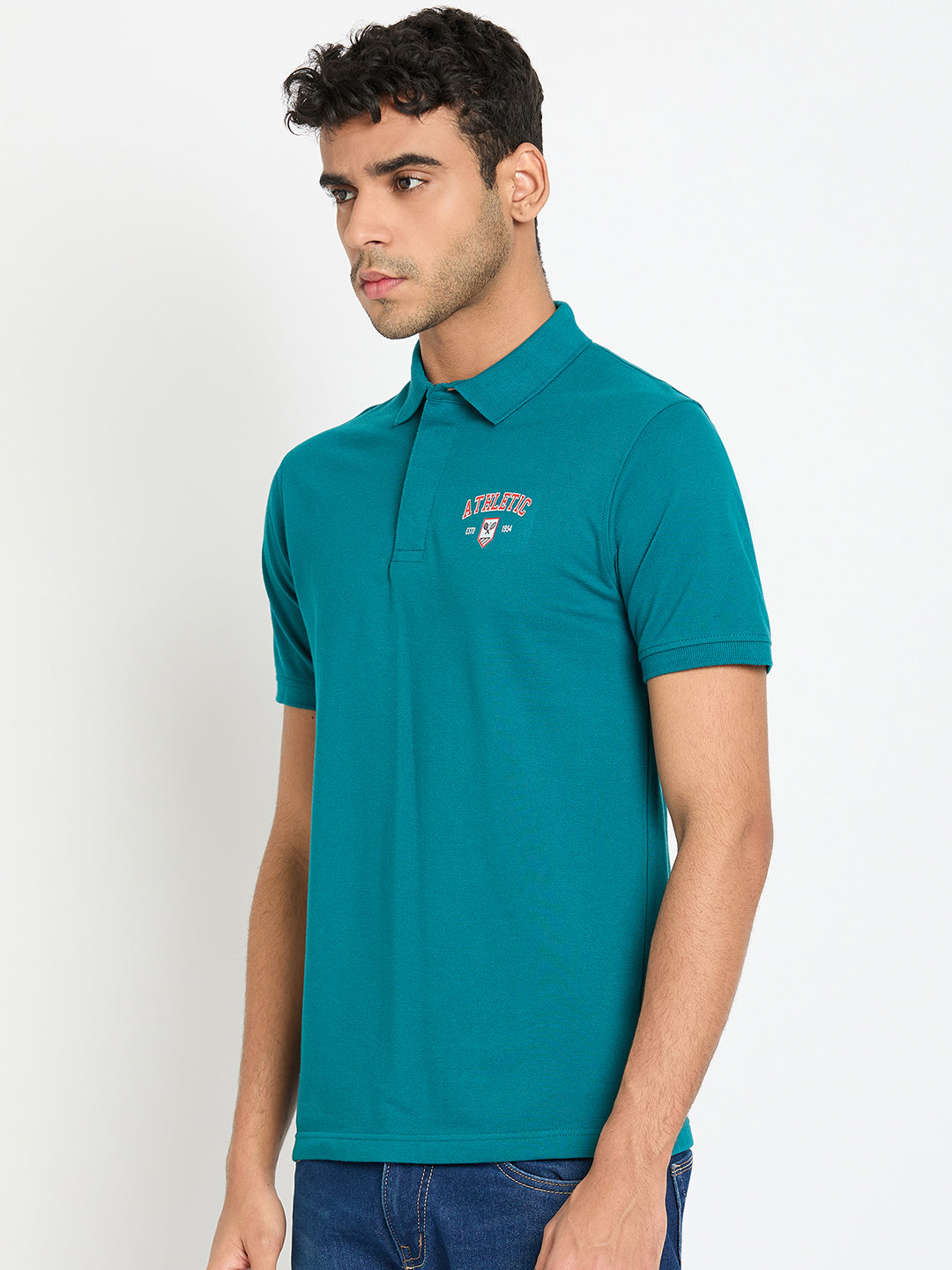 Teal Chest Print T-Shirt