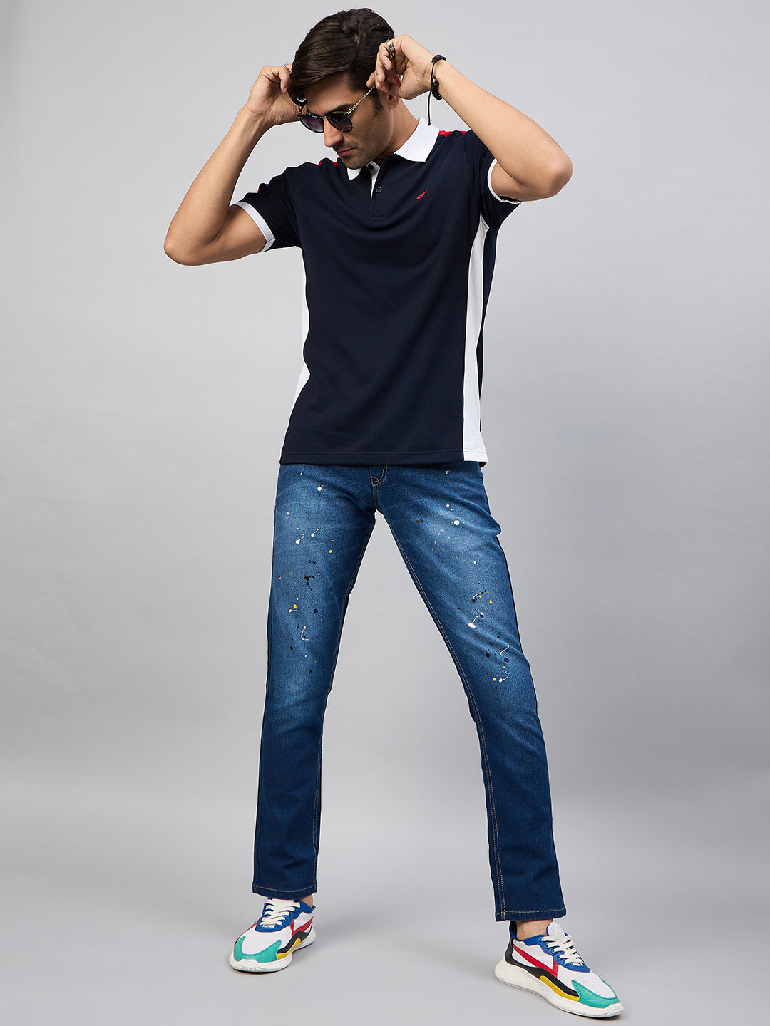 Navy Colorblocked T-Shirt