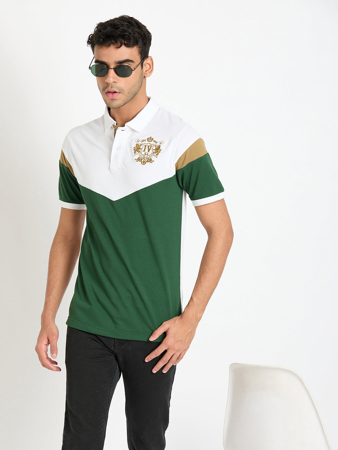 White Colorblocked T-Shirt