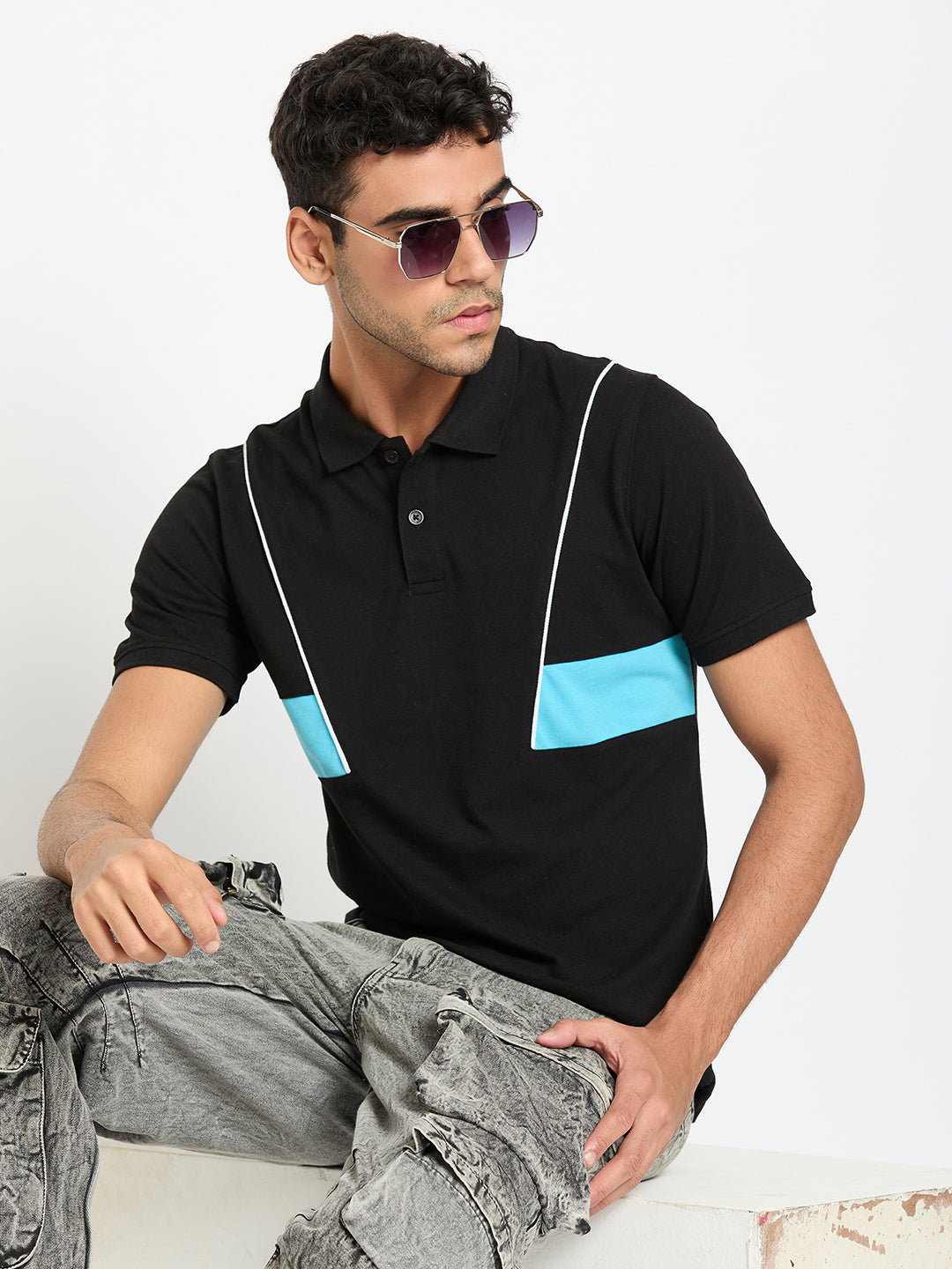Black Colorblocked T-Shirt