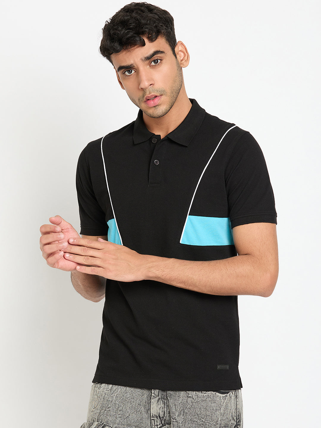 Black Colorblocked T-Shirt