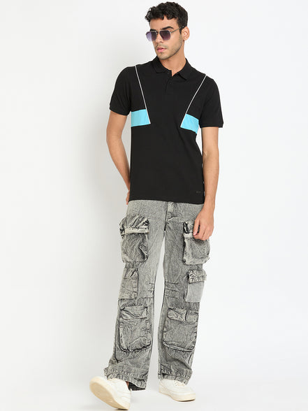 Black Colorblocked T-Shirt