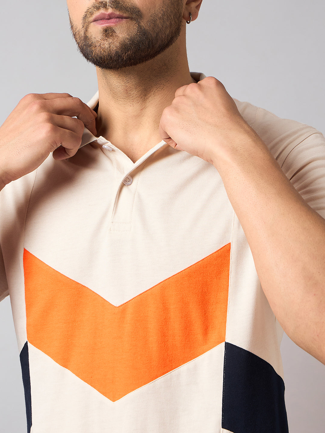Off White Colorblocked T-Shirt