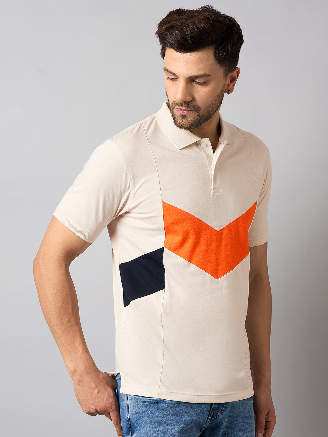 Off White Colorblocked T-Shirt