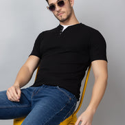 Black Solid V-Neck T-Shirt