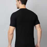 Black Solid V-Neck T-Shirt
