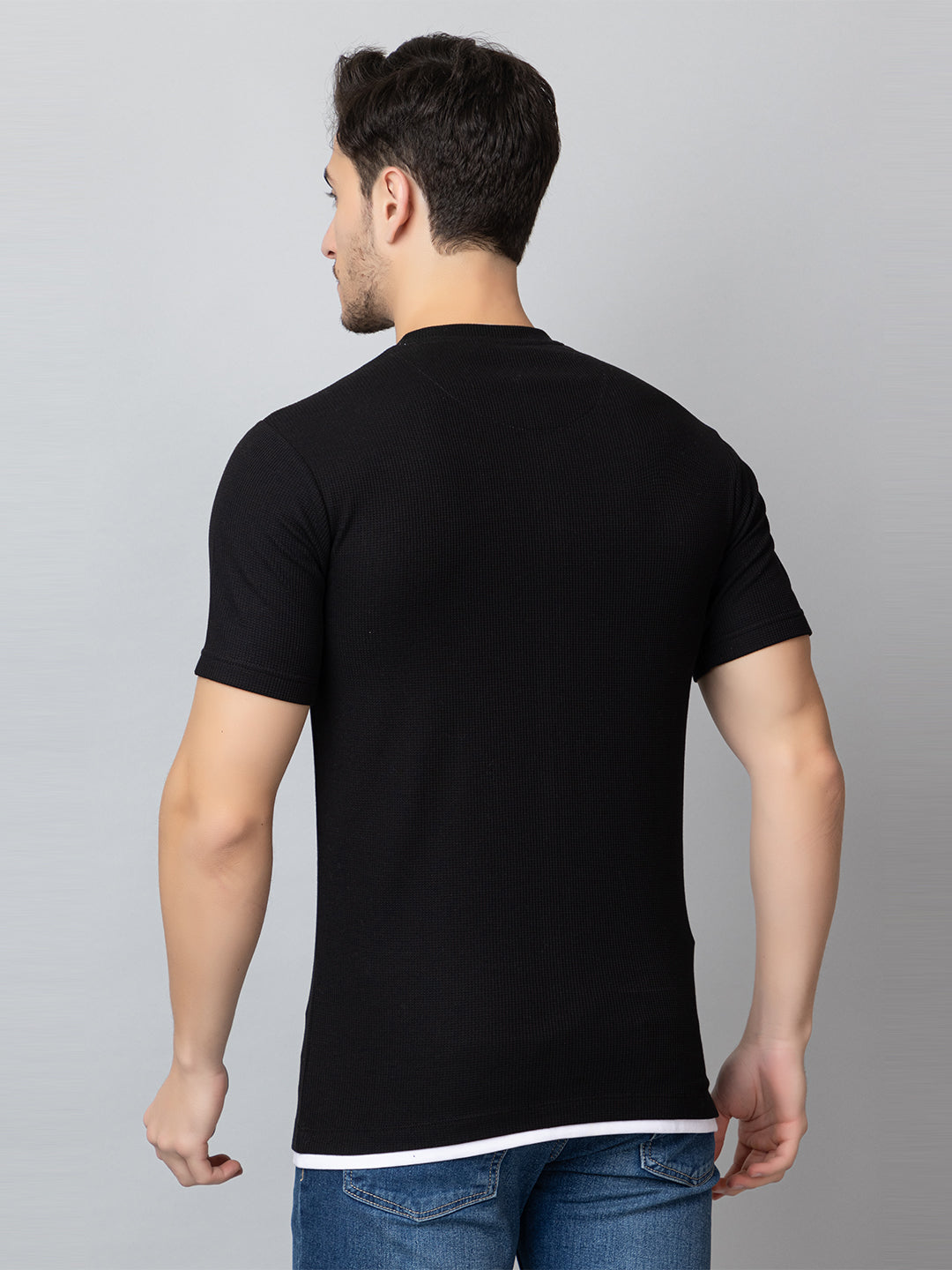 Black Solid V-Neck T-Shirt