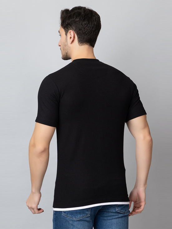 Black Solid V-Neck T-Shirt