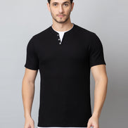 Black Solid V-Neck T-Shirt