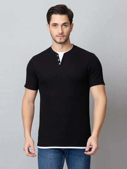 Black Solid V-Neck T-Shirt