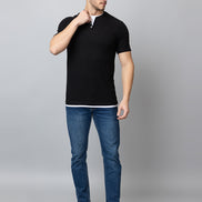 Black Solid V-Neck T-Shirt