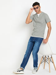 Light Grey Solid V Neck T-Shirt