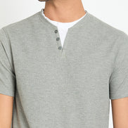 Light Grey Solid V Neck T-Shirt