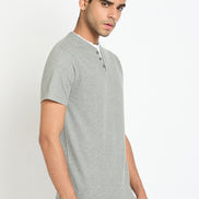 Light Grey Solid V Neck T-Shirt