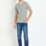 Light Grey Solid V Neck T-Shirt
